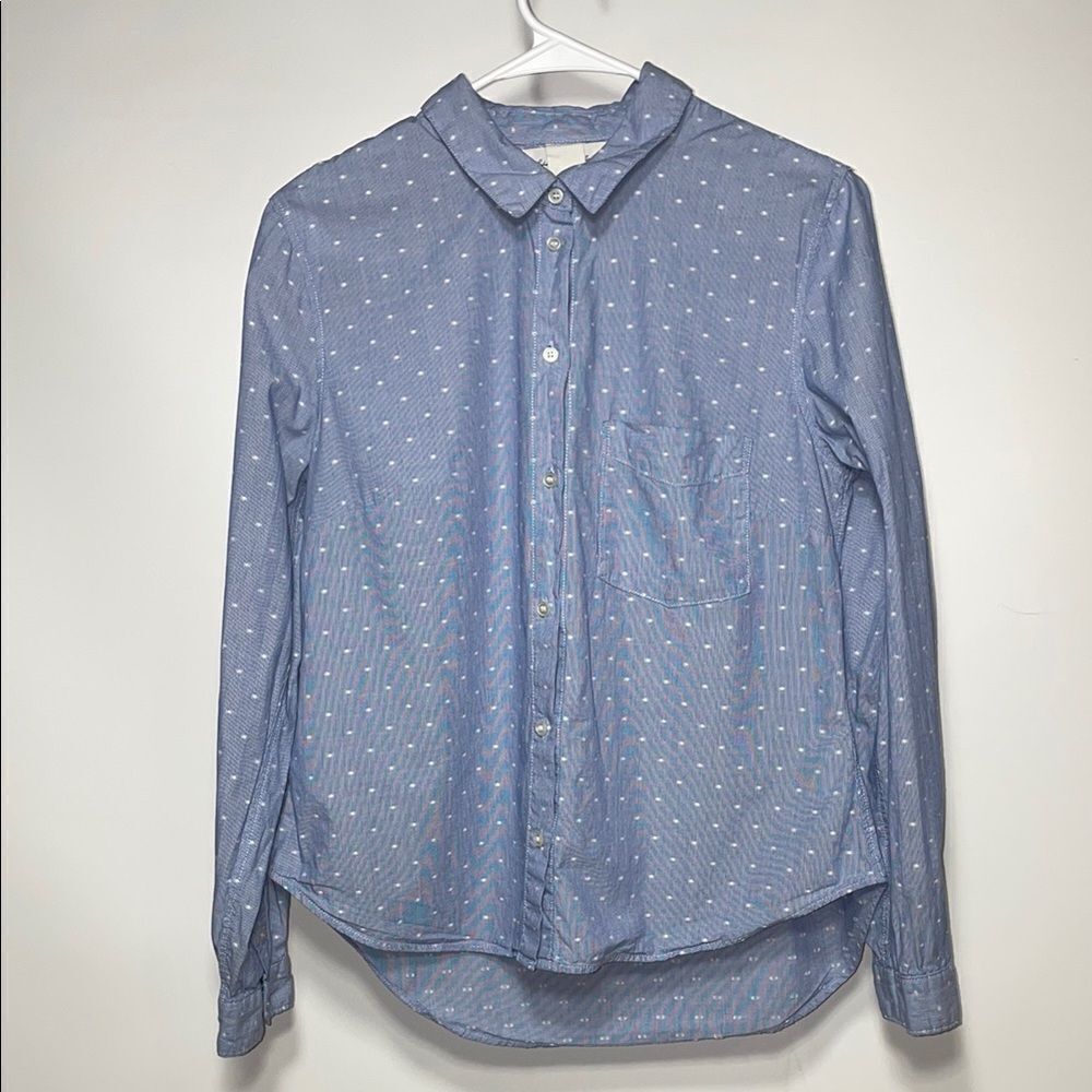 H&M Blue Casual Button Down Shirt Relaxed Fit